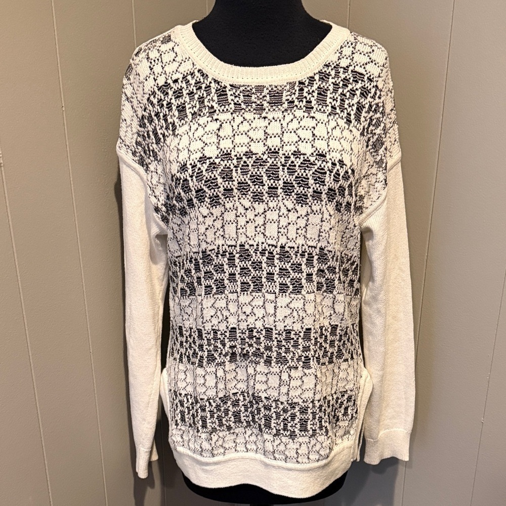 10 Crosby Derek Lam Women Petite P Monochrome Knit Patterned Sweater